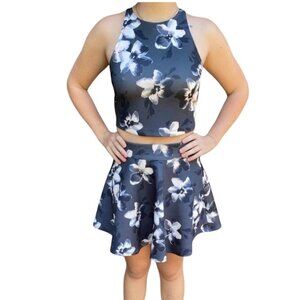 HOLLISTER 2 Piece Set Scuba Dress Skirt & Top Floral Print - S/M
